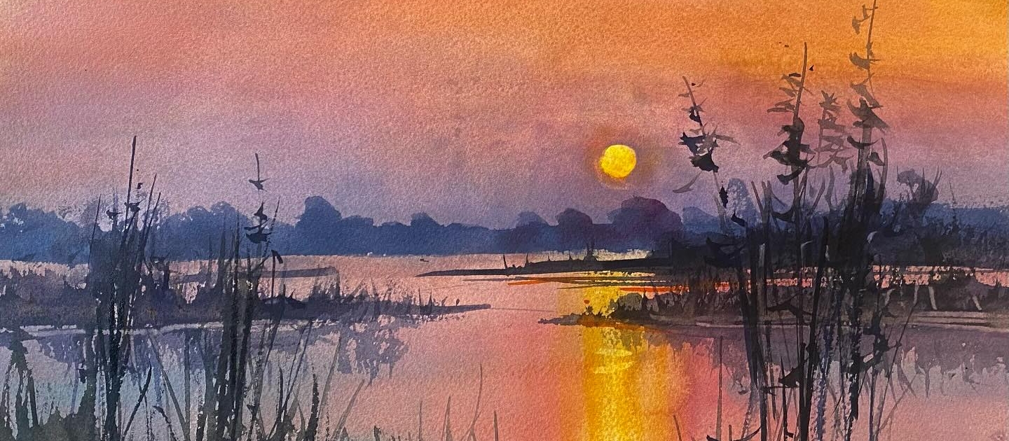 Crimson serenity – Watercolor on paper (40x23 cm) – Price: 570 Euro plus shipping